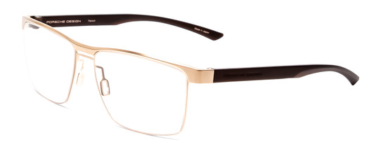 Profile View of Porsche Designs P8289-B Designer Blue Light Blocking Eyeglasses in Satin Gold Black Unisex Square Full Rim Titanium 57 mm