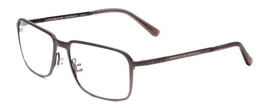 Profile View of Porsche Designs P8293-A Designer Blue Light Blocking Eyeglasses in Dark Gun Metal Grey Unisex Square Full Rim Titanium 55 mm