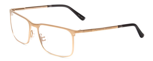 Profile View of Porsche Designs P8294-B Designer Blue Light Blocking Eyeglasses in Light Gold Black Unisex Square Full Rim Titanium 54 mm