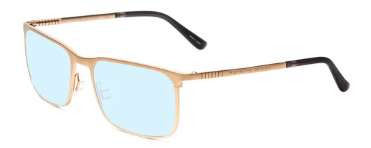 Profile View of Porsche Designs P8294-B Designer Progressive Lens Blue Light Blocking Eyeglasses in Light Gold Black Unisex Square Full Rim Titanium 54 mm
