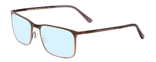 Profile View of Porsche Designs P8294-D Designer Blue Light Blocking Eyeglasses in Satin Brown Black Unisex Square Full Rim Titanium 54 mm