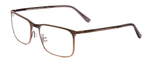 Profile View of Porsche Designs P8294-D Designer Blue Light Blocking Eyeglasses in Satin Brown Black Unisex Square Full Rim Titanium 54 mm
