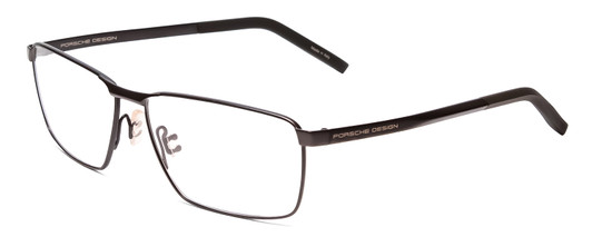 Profile View of Porsche Designs P8302-B Designer Blue Light Blocking Eyeglasses in Silver Grey Unisex Square Full Rim Metal 58 mm