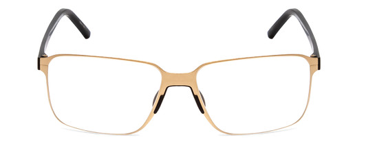 Front View of Porsche Designs P8313-B Unisex Square Reading Glasses in Satin Gold Black 57 mm
