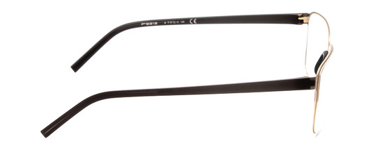 Side View of Porsche Designs P8313-B Designer Progressive Lens Prescription Rx Eyeglasses in Satin Gold Black Unisex Square Full Rim Metal 57 mm