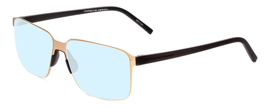 Profile View of Porsche Designs P8313-B Designer Blue Light Blocking Eyeglasses in Satin Gold Black Unisex Square Full Rim Metal 57 mm
