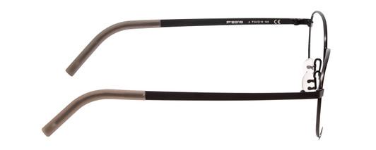 Side View of Porsche Designs P8315-A Designer Progressive Lens Prescription Rx Eyeglasses in Satin Black Grey Unisex Round Full Rim Metal 52 mm