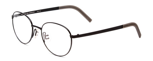 Profile View of Porsche Designs P8315-A Designer Blue Light Blocking Eyeglasses in Satin Black Grey Unisex Round Full Rim Metal 52 mm