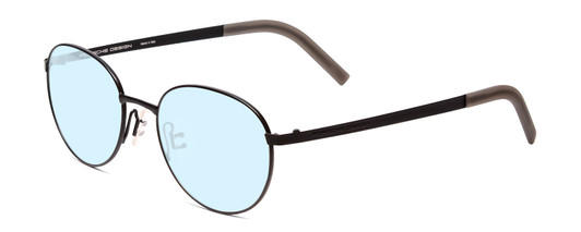 Profile View of Porsche Designs P8315-A Designer Blue Light Blocking Eyeglasses in Satin Black Grey Unisex Round Full Rim Metal 52 mm