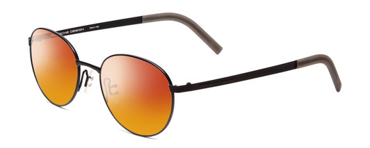 Profile View of Porsche Designs P8315-A Designer Polarized Sunglasses with Custom Cut Red Mirror Lenses in Satin Black Grey Unisex Round Full Rim Metal 52 mm