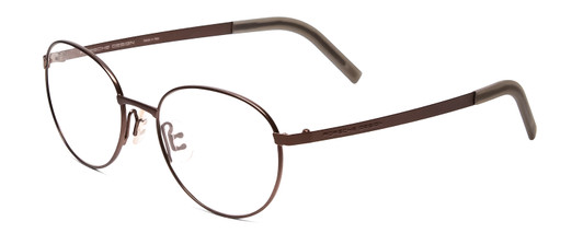Profile View of Porsche Designs P8315-B Designer Blue Light Blocking Eyeglasses in Satin Brown Copper Unisex Round Full Rim Metal 52 mm