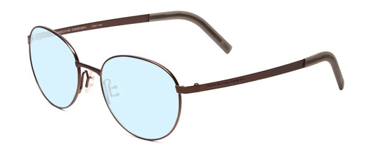 Profile View of Porsche Designs P8315-B Designer Blue Light Blocking Eyeglasses in Satin Brown Copper Unisex Round Full Rim Metal 52 mm