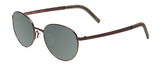 Profile View of Porsche Designs P8315-B Designer Polarized Sunglasses with Custom Cut Smoke Grey Lenses in Satin Brown Copper Unisex Round Full Rim Metal 52 mm
