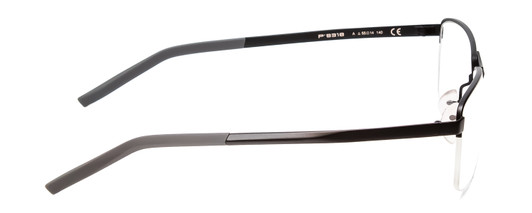 Side View of Porsche Designs P8318-A Designer Progressive Lens Prescription Rx Eyeglasses in Satin Black/Matte Unisex Square Semi-Rimless Metal 55 mm