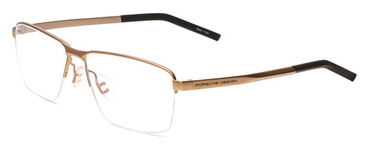 Profile View of Porsche Designs P8318-B Designer Single Vision Prescription Rx Eyeglasses in Satin Gold Black Unisex Square Semi-Rimless Metal 55 mm