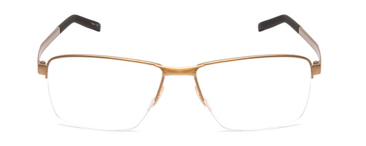 Front View of Porsche Designs P8318-B Designer Bi-Focal Prescription Rx Eyeglasses in Satin Gold Black Unisex Square Semi-Rimless Metal 55 mm