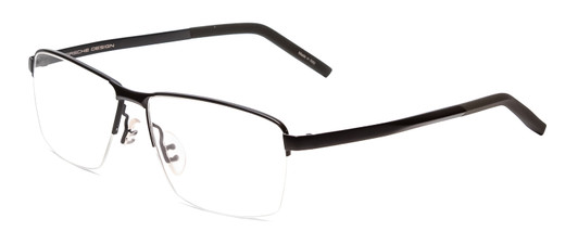 Profile View of Porsche Designs P8318-D Designer Reading Eye Glasses with Custom Cut Powered Lenses in Anthracite Silver Black Unisex Square Semi-Rimless Metal 55 mm