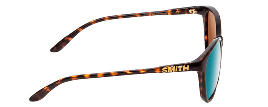 Side View of Smith Cheetah Lady Sunglasses Tortoise Brown Gold/CP Polarized Green Mirror 54mm