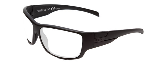 Profile View of Smith Optics Frontman Designer Reading Eye Glasses in Matte Black Unisex Wrap Full Rim Acetate 61 mm