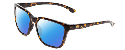 Profile View of Smith Optics Shoutout Designer Polarized Sunglasses with Custom Cut Blue Mirror Lenses in Vintage Tortoise Havana Gold Unisex Retro Full Rim Acetate 57 mm