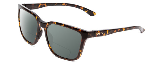 Profile View of Smith Optics Shoutout Designer Polarized Reading Sunglasses with Custom Cut Powered Smoke Grey Lenses in Vintage Tortoise Havana Gold Unisex Retro Full Rim Acetate 57 mm
