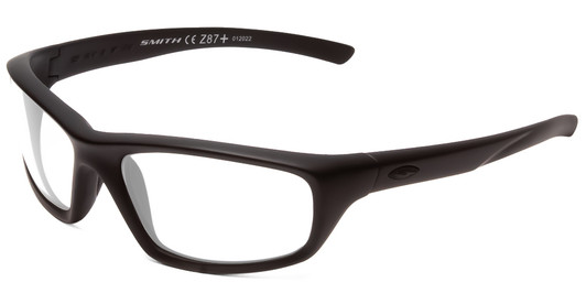 Profile View of Smith Optics Director Designer Blue Light Blocking Eyeglasses in Black Unisex Rectangle Full Rim Acetate 60 mm