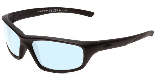 Profile View of Smith Optics Director Designer Blue Light Blocking Eyeglasses in Black Unisex Rectangle Full Rim Acetate 60 mm