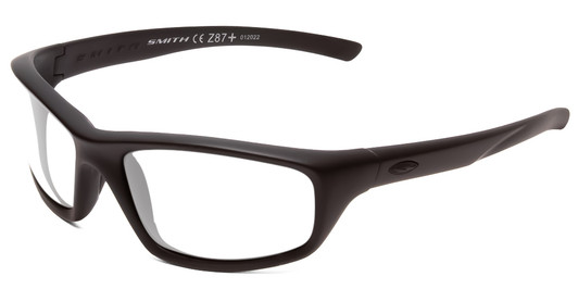 Profile View of Smith Optics Director Designer Blue Light Blocking Eyeglasses in Black Unisex Rectangle Full Rim Acetate 60 mm