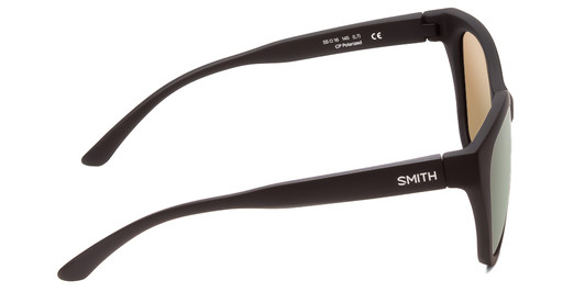 Side View of Smith Era Lady Cateye Sunglasses Matte Black/ChromaPop Polarized Gray Green 55mm