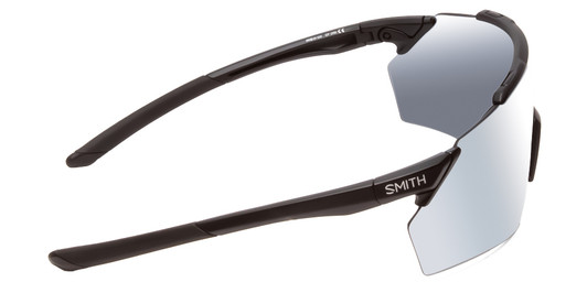 Side View of Smith Ruckus Wrap Semi-Rimless Sunglasses Black/CP Platinum Mirror&CT Rose 99 mm