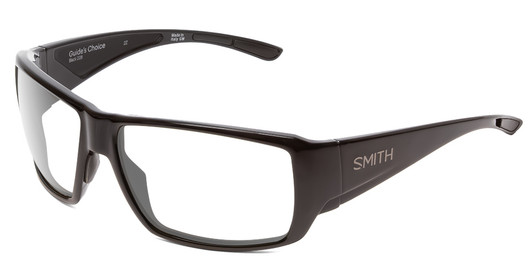 Profile View of Smith Optics Guides Choice Designer Reading Eye Glasses in Gloss Black Mens Wrap Full Rim Acetate 62 mm