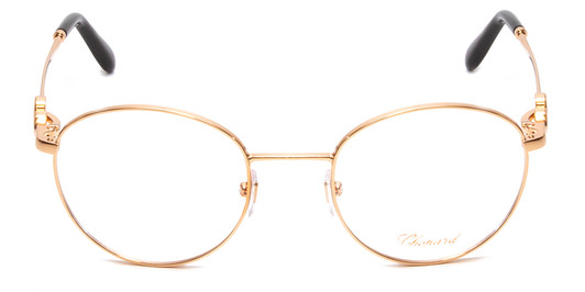 Front View of Chopard VCHC52S-08FC Designer Reading Eye Glasses with Custom Cut Powered Lenses in Polished Copper Gold Ladies Round Full Rim Metal 51 mm