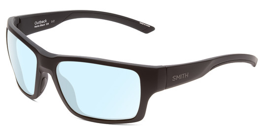 Profile View of Smith Optics Outback Designer Progressive Lens Blue Light Blocking Eyeglasses in Matte Black Unisex Square Full Rim Acetate 59 mm
