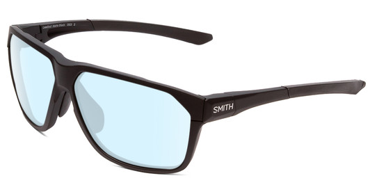 Profile View of Smith Optics Leadout Designer Blue Light Blocking Eyeglasses in Matte Black Unisex Square Full Rim Acetate 63 mm