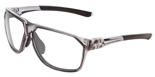 Profile View of Smith Optics Leadout Designer Reading Eye Glasses in Cement Crystal Grey Unisex Square Full Rim Acetate 63 mm
