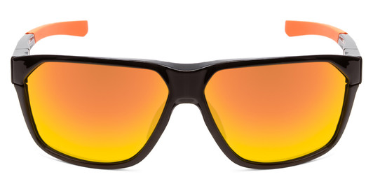 Front View of Smith Leadout Sunglasses in Matte Black Cinder Orange/ChromaPop Red Mirror 63 mm