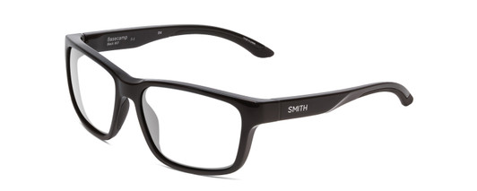 Profile View of Smith Optics Basecamp Designer Reading Eye Glasses in Gloss Black Unisex Square Full Rim Acetate 58 mm