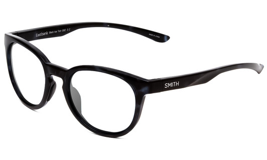 Profile View of Smith Optics Eastbank Designer Reading Eye Glasses in Black Ice Tortoise Marble Unisex Round Full Rim Acetate 52 mm