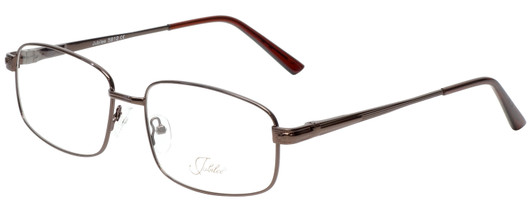 Profile View of Jubilee J5812 Designer Progressive Lens Blue Light Blocking Eyeglasses in Dark Brown Mens Rectangle Full Rim Metal 59 mm