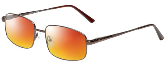 Profile View of Jubilee J5812 Designer Polarized Sunglasses with Custom Cut Red Mirror Lenses in Dark Brown Mens Rectangle Full Rim Metal 59 mm
