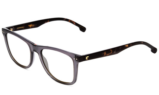 Profile View of Carrera 2022T Designer Reading Eye Glasses in Crystal Grey Unisex Classic Full Rim Acetate 51 mm