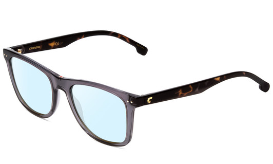 Profile View of Carrera 2022T Designer Blue Light Blocking Eyeglasses in Crystal Grey Unisex Classic Full Rim Acetate 51 mm