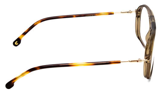 Side View of Carrera 239-4C3 Designer Reading Eye Glasses with Custom Cut Powered Lenses in Olive Green Crystal Unisex Aviator Full Rim Acetate 54 mm