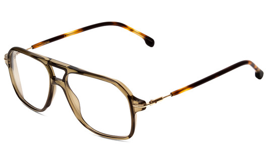 Profile View of Carrera 239-4C3 Designer Blue Light Blocking Eyeglasses in Olive Green Crystal Unisex Aviator Full Rim Acetate 54 mm