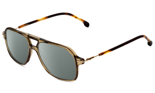 Profile View of Carrera 239-4C3 Designer Polarized Sunglasses with Custom Cut Smoke Grey Lenses in Olive Green Crystal Unisex Aviator Full Rim Acetate 54 mm