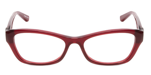 Front View of Jones New York J226 Designer Bi-Focal Prescription Rx Eyeglasses in Burgundy Crystal Red Unisex Cateye Full Rim Acetate 50 mm