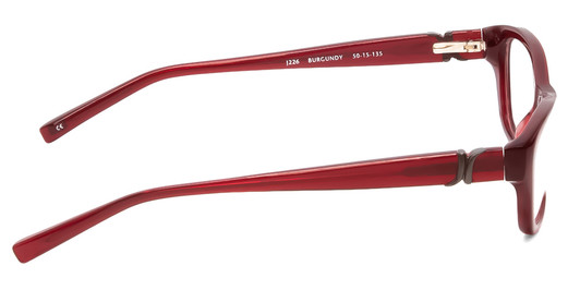 Side View of Jones New York J226 Designer Progressive Lens Prescription Rx Eyeglasses in Burgundy Crystal Red Unisex Cateye Full Rim Acetate 50 mm
