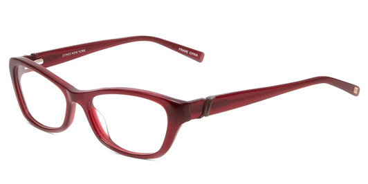 Profile View of Jones New York J226 Designer Blue Light Blocking Eyeglasses in Burgundy Crystal Red Unisex Cateye Full Rim Acetate 50 mm