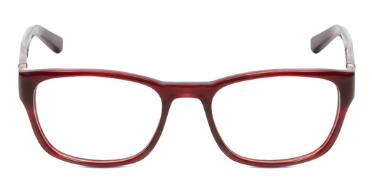 Front View of Jones New York J748 Designer Single Vision Prescription Rx Eyeglasses in Ruby Crystal Red Silver Unisex Oval Full Rim Acetate 51 mm