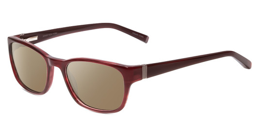 Profile View of Jones New York J748 Designer Polarized Sunglasses with Custom Cut Amber Brown Lenses in Ruby Crystal Red Silver Unisex Oval Full Rim Acetate 51 mm
